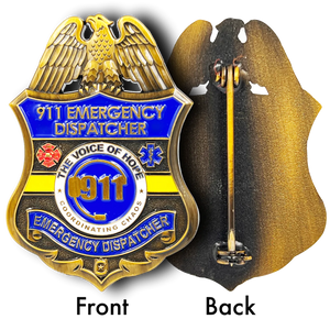 911 Emergency Dispatcher Fire Police EMT thin gold line Pin not a Challenge Coin CL10-04