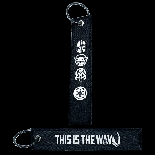 Mandalorian inspired Grogu Beskar This it the way Black Keychain or Luggage Tag or zipper pull THE CHILD EL1-019 LKC-21 - www.ChallengeCoinCreations.com