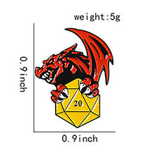 Load image into Gallery viewer, Dungeons and Dragons Inspired D20 Dragon 20 Sided Dice Fantasy Role Playing Pin DD3 - www.ChallengeCoinCreations.com