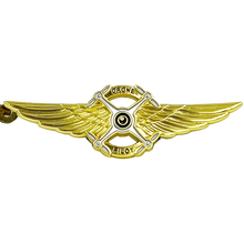 Load image into Gallery viewer, Full size UAS FAA Commercial Drone Pilot Wings keychain with 1 inch keyring on swivel attachment EL3-005 KC-035A