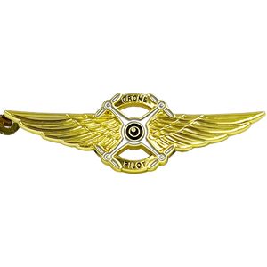 Full size UAS FAA Commercial Drone Pilot Wings keychain with 1 inch keyring on swivel attachment EL3-005 KC-035A