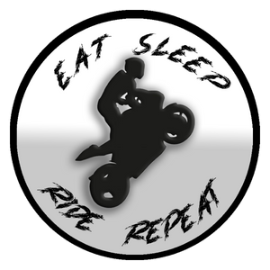 3.5 " Motorcycle Sticker (2 pack) Ships from USA "Eat Sleep Ride Repeat?" Version 2