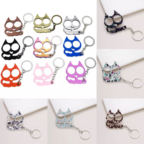 Metal Pretty Kitty Cat  Keychain Touch Free Door Opener (No Bottle Opener)