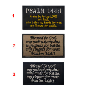 Bible verses PSALM 144:1 Hook and Loop Morale Patch Army Navy USMC Air Force LEO FREE USA SHIPPING SHIPS FROM USA PAT-579 580 581