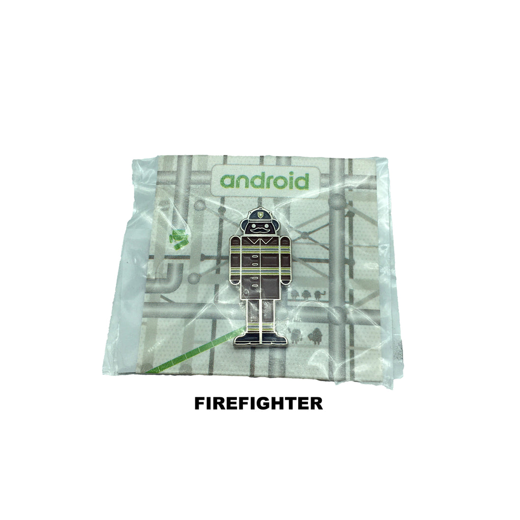 2018 Google Android MWC Limited Edition Enamel Firefighter Lapel Pin Free USA Shipping