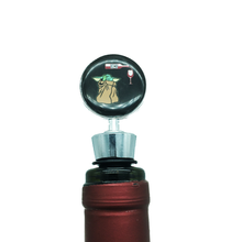 Load image into Gallery viewer, Star Wars The Mandalorian Inspired Baby Yoda The Child Wine Bottle Stopper Using the Force - www.ChallengeCoinCreations.com