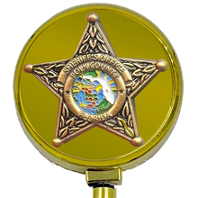 Load image into Gallery viewer, Polk County Florida Deputy Sheriff Metal ID Reel retractable Card Holder Grady Judd GL6-006 ID-022A