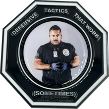 Load image into Gallery viewer, Defensive Tactics Firearms Instructor parody Challenge Coin Threat Mismanagement Specialists Police Military Gag Gift EL13-017