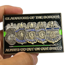 Load image into Gallery viewer, Border Patrol Agent Timeline CBP BPA Challenge Coin Thin Green Line Honor First CA AZ TX NM EL13-003
