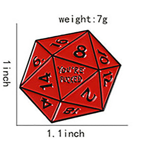 Dungeons and Dragons Inspired D20 20 Sided Dice Your're F*cked Pin DD2 - www.ChallengeCoinCreations.com