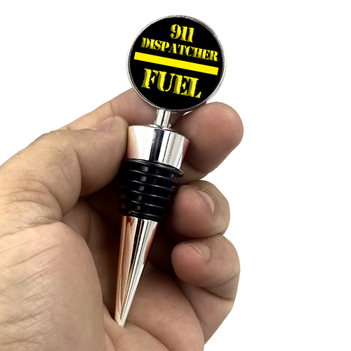 911 Dispatcher Fuel Thin Gold Line Wine Stopper - www.ChallengeCoinCreations.com