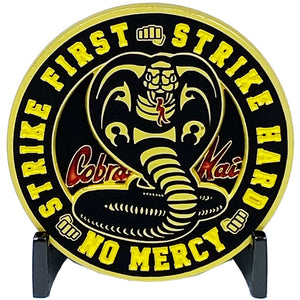 Karate Kid inspired Cobra Kai No Mercey 1984 All Valley Championship Strike First Strike Hard Challenge Coin Martial Arts MMA EL8-011 - www.ChallengeCoinCreations.com