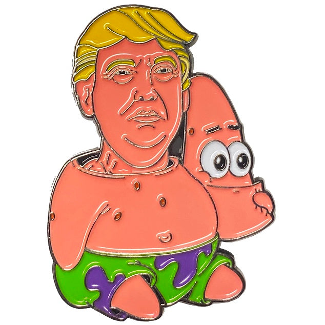 Patrick Trump Pin Spongebob SquarePants inspired President Donald J. Trump DD-022 - www.ChallengeCoinCreations.com
