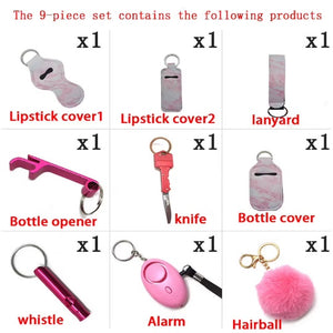 Safety Protection Keychain set with personal alarm, 8 piece keychain Free USA Shipping!!!! SDKeychain - www.ChallengeCoinCreations.com