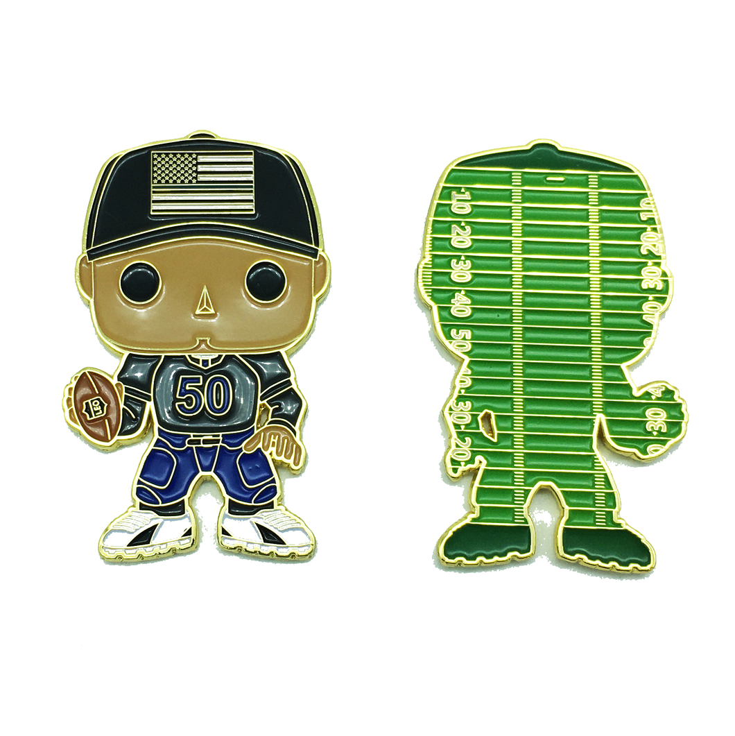 Football Player thin blue line guy Challenge Coin not Funko Pop BH-001 - www.ChallengeCoinCreations.com