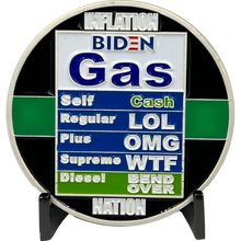 Load image into Gallery viewer, Thin Green Line Funny inflation Sleepy Joe Bare Shelf Biden Gas parody Challenge Coin MAGA Donald Trump 2024 gift GL3-011