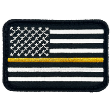 Load image into Gallery viewer, Thin Gold Line Tactical Subdued American Flag Patch with hook and loop back embroidered Dispatcher yellow Tow Truck EL12-021 PAT-229