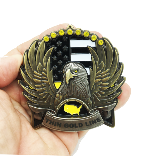 911 Dispatcher Thin Gold Line God Bless America Sheriff Challenge Coin Emergency Operator N-004 - www.ChallengeCoinCreations.com