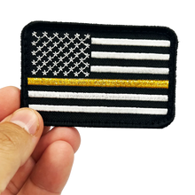 Load image into Gallery viewer, Thin Gold Line Tactical Subdued American Flag Patch with hook and loop back embroidered Dispatcher yellow Tow Truck EL12-021 PAT-229