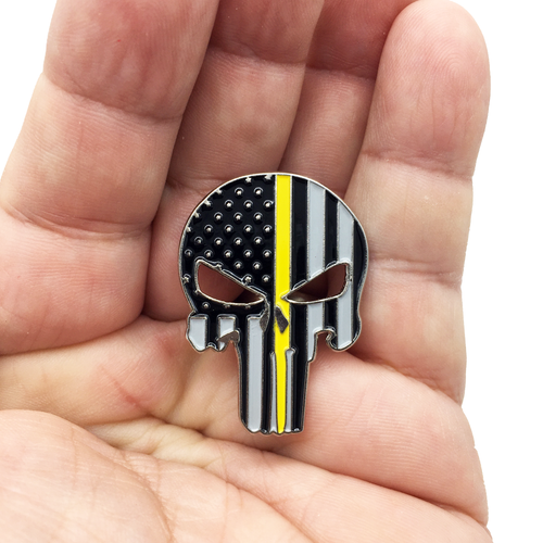 Thin Gold Line Skull Pin with Dual Pin posts and Deluxe Safety Locking Clasps P-006 - www.ChallengeCoinCreations.com