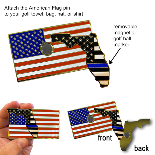 Florida Thin Blue Line Police Golf Ball Marker American Flag Challenge Coin Pin Magnetic GP-002 - www.ChallengeCoinCreations.com
