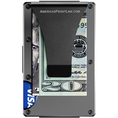 Gray Wallet Money Clip RFID Blocking Front Pocket Wallet Premium Minimalist Aluminum Slim Credit card and Business card Holder Wallet W-C01 - www.ChallengeCoinCreations.com