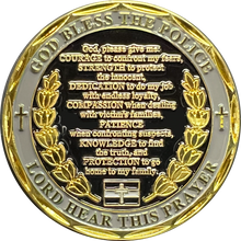 Load image into Gallery viewer, Saint Michael Police Prayer Challenge Coin Thin Gray Line Corrections CO Correctional Officer St. Michael Protect Us GL4-007