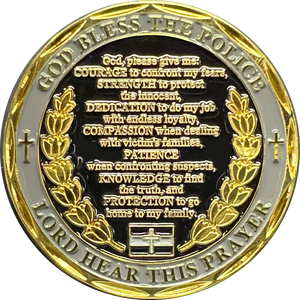 Saint Michael Police Prayer Challenge Coin Thin Gray Line Corrections CO Correctional Officer St. Michael Protect Us GL4-007