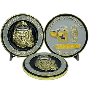 Corrections CO Thin Gray Line Correctional Officer Cigar Gorilla Challenge Coin Tap Dat Ash Some People Meditate We Smoke Cigars BL12-010 - www.ChallengeCoinCreations.com