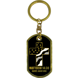 KCDTCorrectional Officer CO Prayer Saint Michael Corrections Protect Us Matthew 14:30 Challenge Coin Dog Tag Keychain Thin Gray Line GL5-007 KCDT-13A