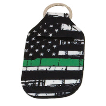 Load image into Gallery viewer, Thin Line Flag Neoprene Sanitizer Lotion Keychain First Responders Blue Green Red Gold Gray RWB