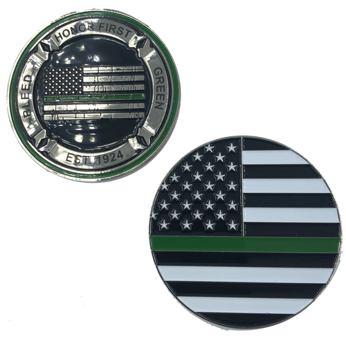 Thin Green Line Core Values Challenge Coin Bleed Green Border Patrol CBP K-010 - www.ChallengeCoinCreations.com