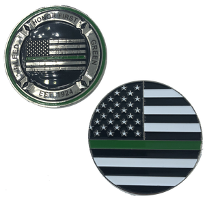 Thin Green Line Core Values Challenge Coin Bleed Green Border Patrol CBP K-010 - www.ChallengeCoinCreations.com