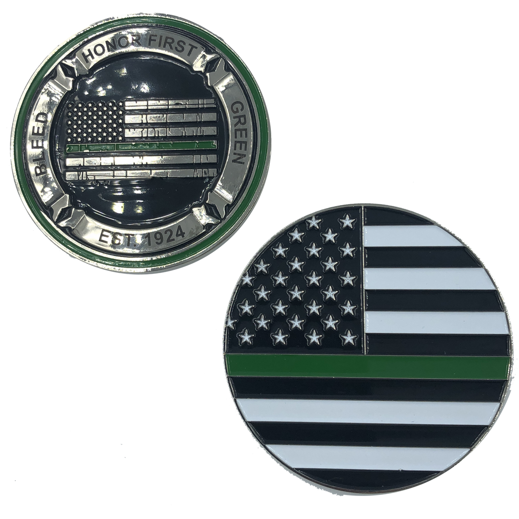 Thin Green Line Core Values Challenge Coin Bleed Green Border Patrol CBP K-010 - www.ChallengeCoinCreations.com
