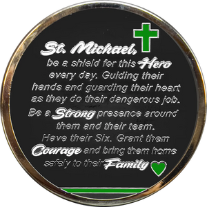 Border Patrol Agent Prayer Saint Michael Protect Us Matthew 14:30 Challenge Coin Thin Green Line GL7-005