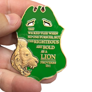 CBP Border Patrol Agent Thin Green Line Flag Challenge Coin BPA Proverbs 28:1 Lion GL5-001