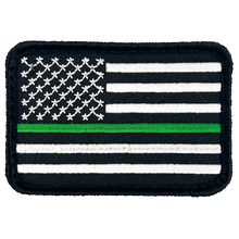 Load image into Gallery viewer, Thin Green Line Tactical Subdued American Flag Patch with hook and loop back embroidered Border Patrol Military EL12-022 PAT-232