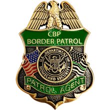Load image into Gallery viewer, CBP Border Patrol Agent Thin Green Line Flag Challenge Coin BPA Proverbs 28:1 Lion GL5-001