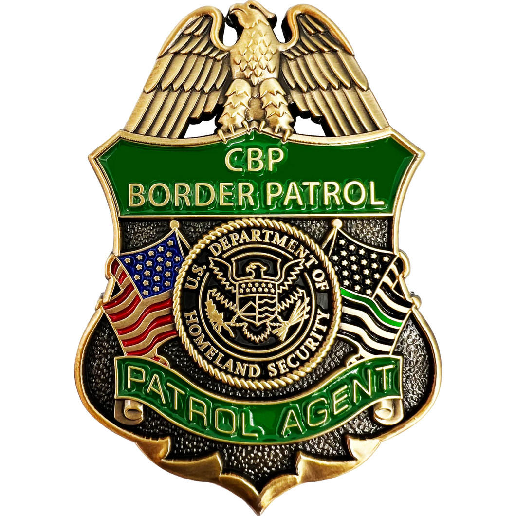 CBP Border Patrol Agent Thin Green Line Flag Challenge Coin BPA Proverbs 28:1 Lion GL5-001