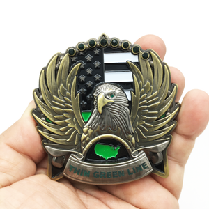 Border Patrol Thin Green Line God Bless America Sheriff Challenge Coin CBP Customs Federal Agent N-002 - www.ChallengeCoinCreations.com