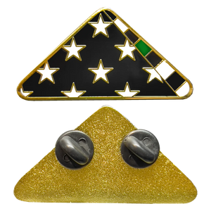 Thin Green Line Police Honor Guard Folded US Flag Pin CBP Border Patrol Army Marines Military Veteran PBX-004-F P-225