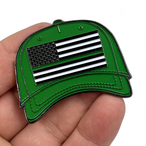 Thin Green Line Hat Pin CBP Border Patrol Army Marines Veteran Deputy Sheriff with 2 deluxe clasps BL6-016 - www.ChallengeCoinCreations.com