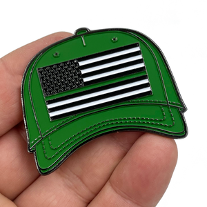 Thin Green Line Hat Pin CBP Border Patrol Army Marines Veteran Deputy Sheriff with 2 deluxe clasps BL6-016 - www.ChallengeCoinCreations.com