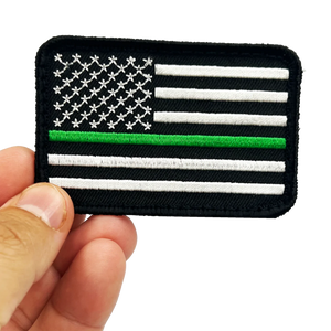 Thin Green Line Tactical Subdued American Flag Patch with hook and loop back embroidered Border Patrol Military EL12-022 PAT-232