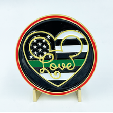 Load image into Gallery viewer, Disney Inspired Mickey Minnie Love Heart Thin Green Line Challenge Coin Valentines Day Anniversary O-002 - www.ChallengeCoinCreations.com