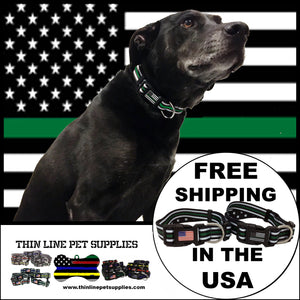 Thin Green Line Dog Collar Border Patrol Sheriff Deputy Honor First - www.ChallengeCoinCreations.com