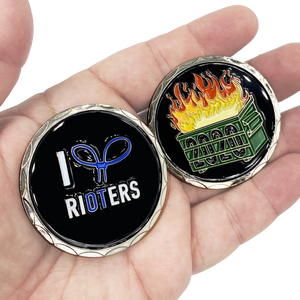 I Love Rioters 2020 Dumpster Fire Handcuff Zip Ties Police Thin Blue Line Overtime Challenge Coin DL2-04 - www.ChallengeCoinCreations.com
