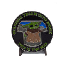 Load image into Gallery viewer, Unofficial Disney Child Care Center Inspired Mandalorian Baby Yoda Security Challenge Coin GG-025 - www.ChallengeCoinCreations.com
