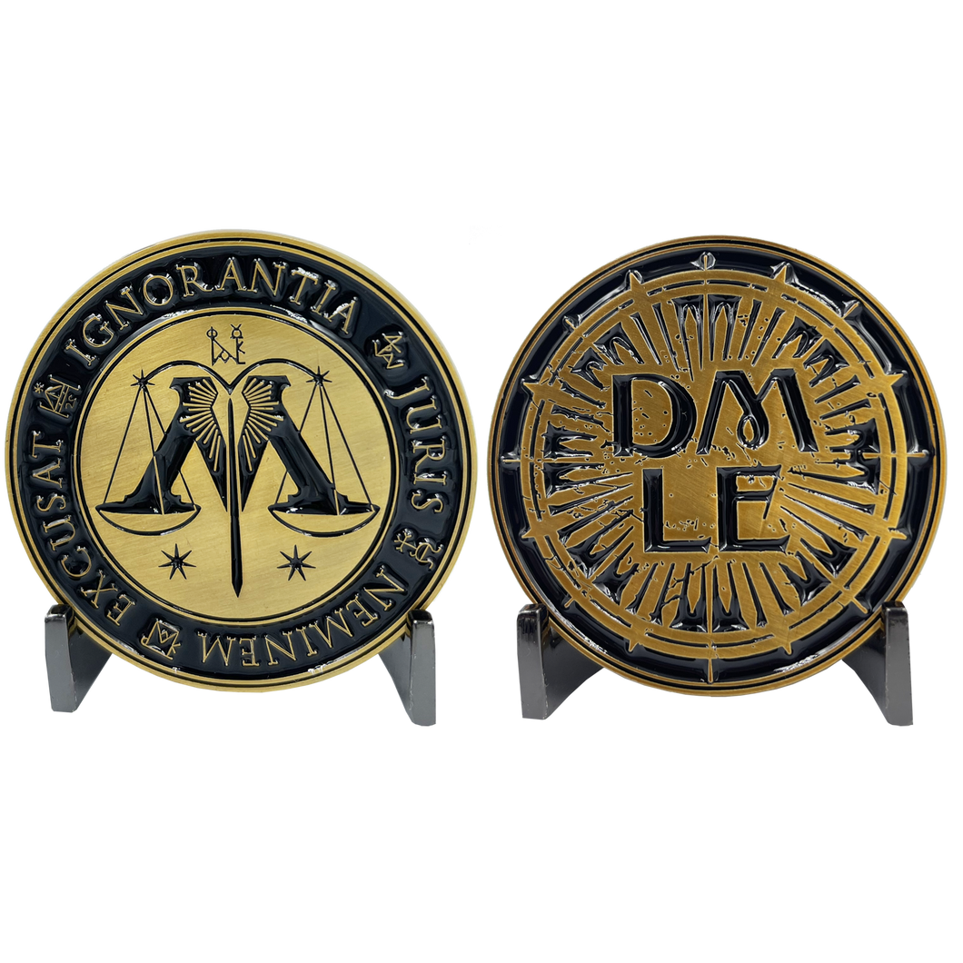 Department of Magical Law Enforcement DMLE Challenge Coin inspired by Harry Potter EL8-021 - www.ChallengeCoinCreations.com