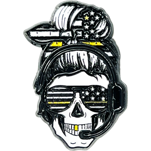 Headset Hero Thin Gold Line Line pin American flag yellow 911 Emergency Dispatcher Trucker pins EL13-021 P-185B